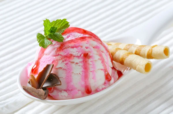 Raspberry yogurt ice cream — Stock Photo, Image