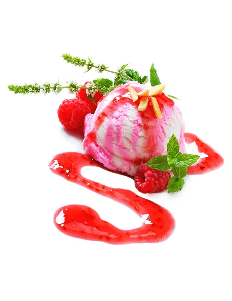 Cuillère de crème glacée framboise — Photo