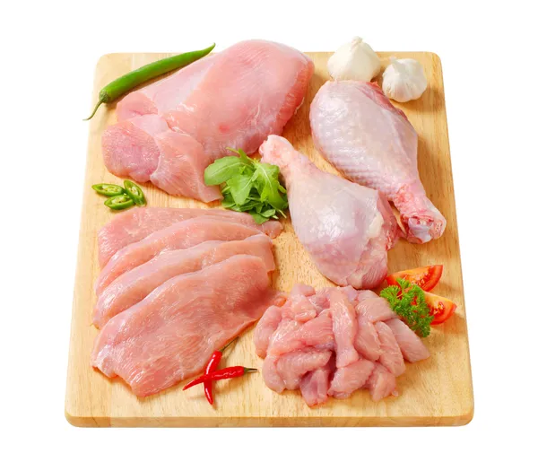 Raw turkey meats and cuts — Stock Photo, Image