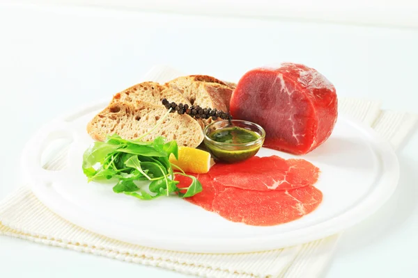 Ingredients for dish of beef Carpaccio — Stock Photo, Image