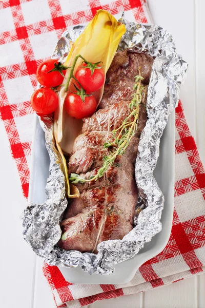 Herb stuffed beef tenderloin — Stock Photo, Image