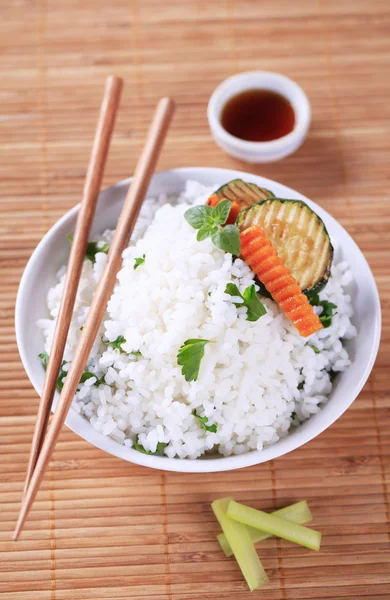 Rice with grilled zucchini — Stock Photo, Image