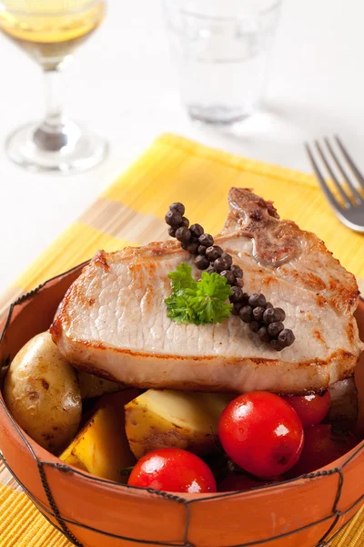 Pork chop en aardappelen — Stockfoto