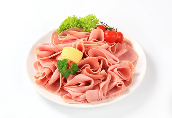 Thinly sliced ham — Stock Photo, Image