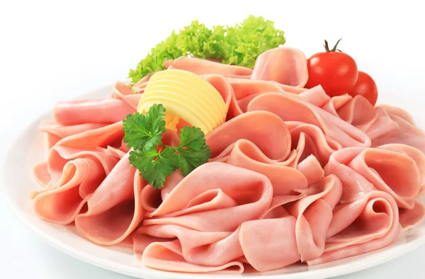 Thinly sliced ham — Stock Photo, Image