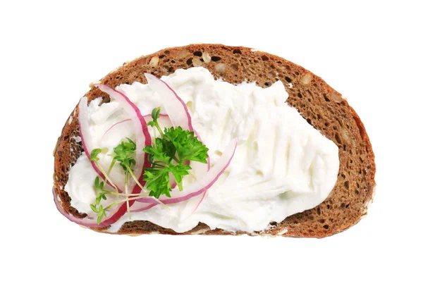 Brown bread with cream cheese — Stock Photo, Image