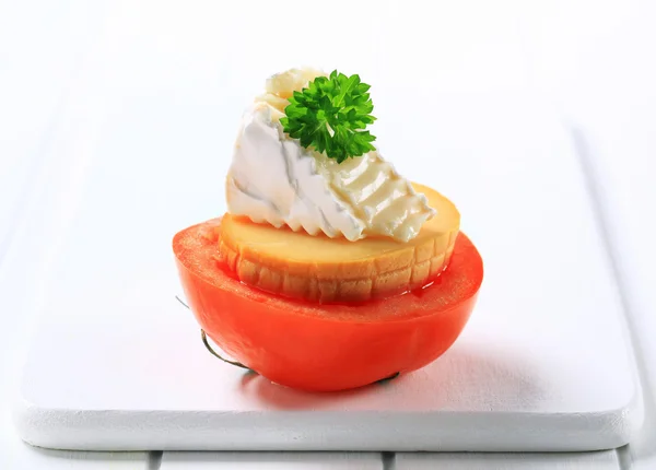 Cheese and tomato appetizer — Stock Photo, Image