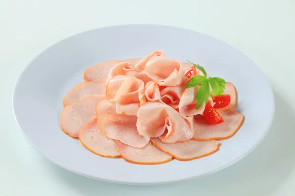 Delicately sliced ham — Stock Photo, Image
