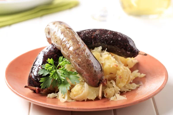 Blood sausage and white pudding — Stock Photo, Image