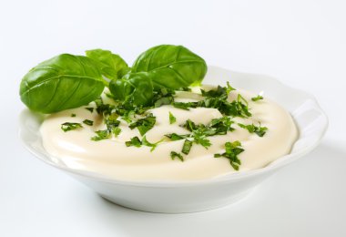 Creamy dipping sauce with parsley