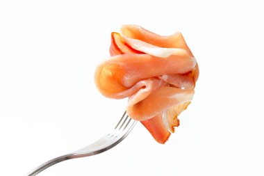 Prosciutto çatal üzerinde