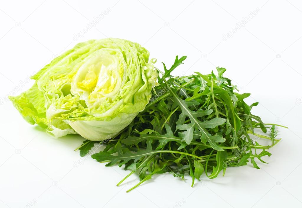 Iceberg lettuce and arugula