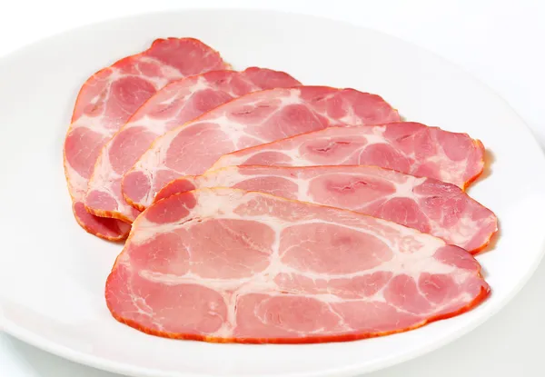 Sliced smoked pork neck — Stock Photo, Image