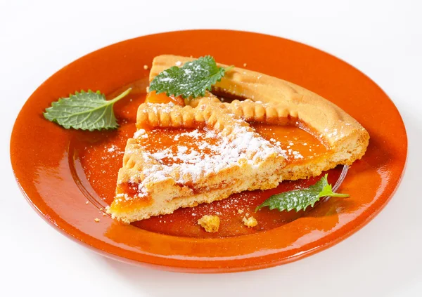 Lattice topped apricot tart — Stock Photo, Image