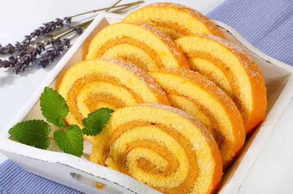 Mocha sponge cake roll — Stock Photo, Image