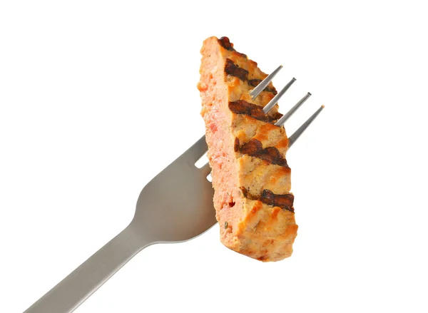 Hamburger alla griglia sulla forchetta — Foto Stock