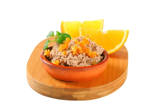 Meat spread with orange succade — Stock Photo, Image