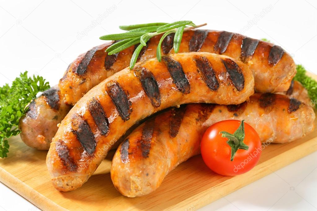 Grilled bratwursts