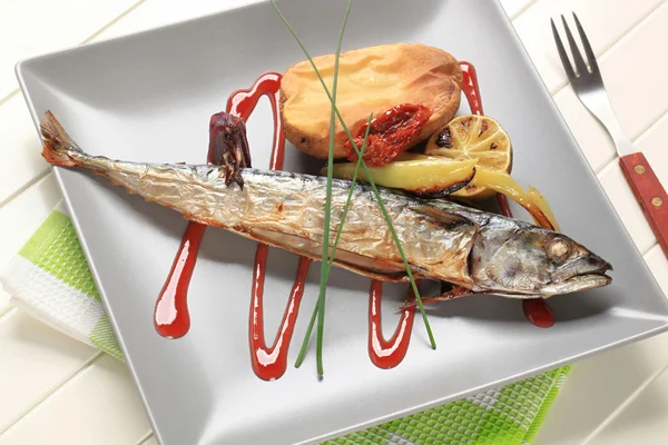 Jednoduchá pečená makrela recept — Stock fotografie