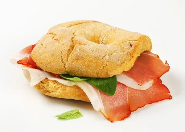 Dry-cured ham sandwich — Stock Photo, Image