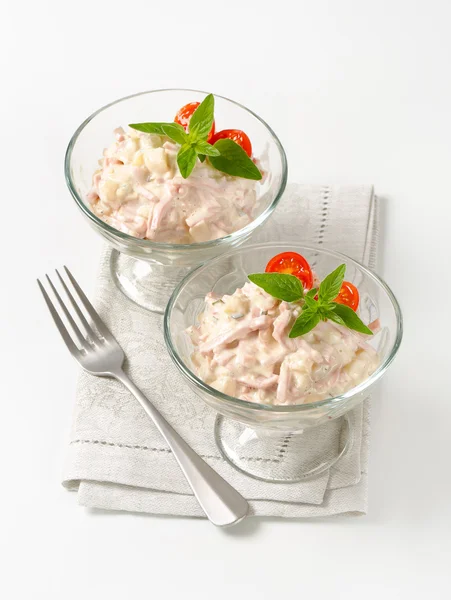 Ham and potato salad — Stock Photo, Image