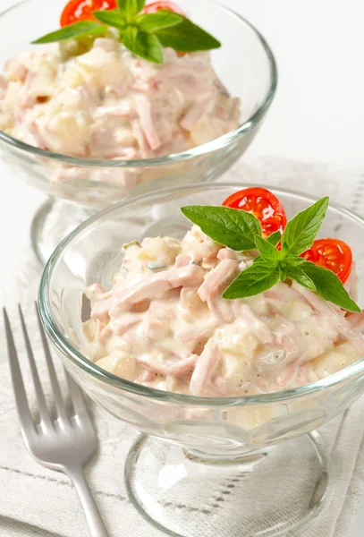 Ham and potato salad — Stock Photo, Image