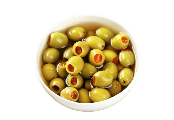Green olives stuffed with pimento — Stock Photo, Image