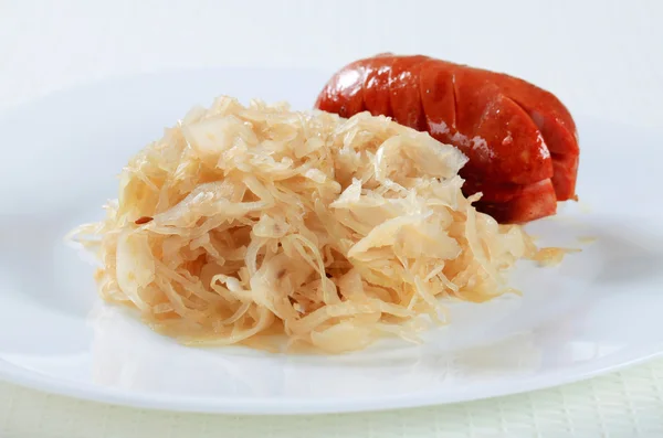 Sausage and sauerkraut — Stock Photo, Image