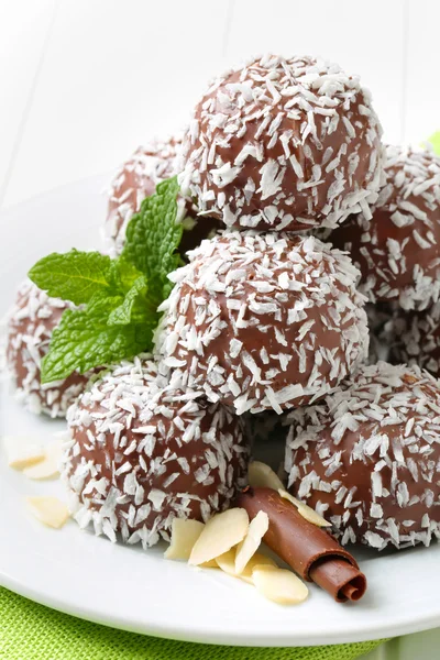 Chocolate coconut balls — Stock Photo, Image