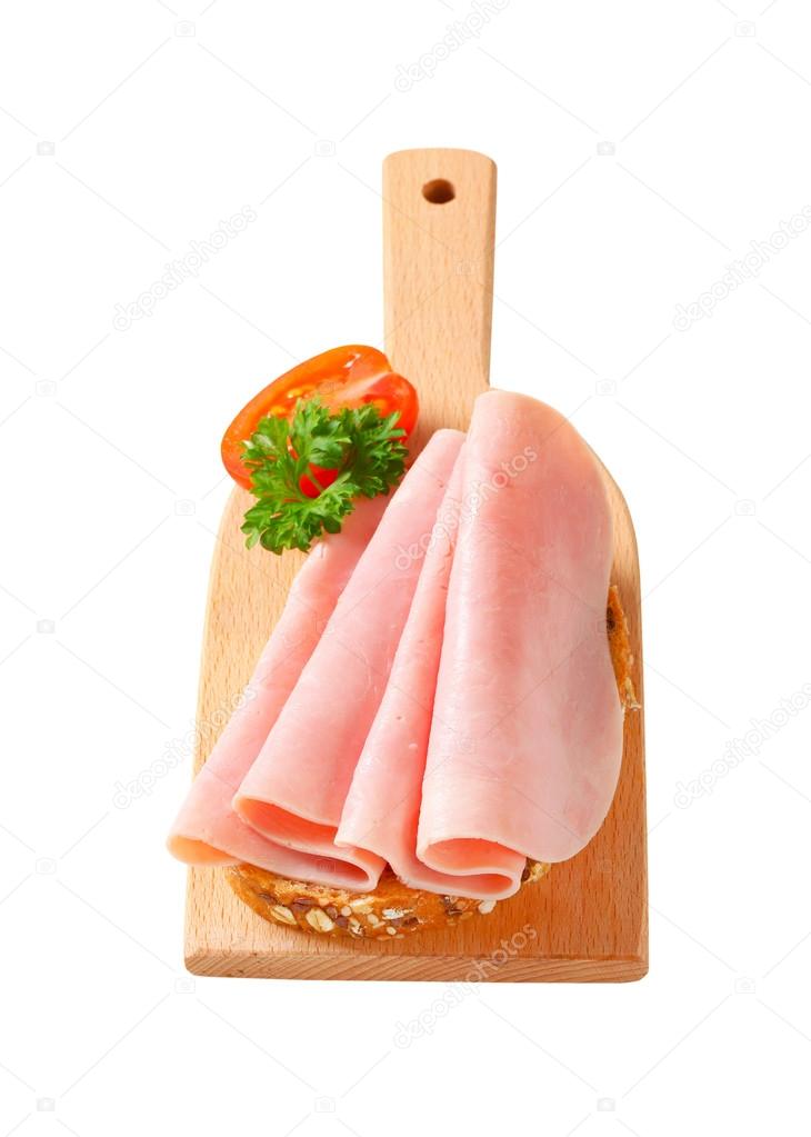 Bread with sliced ham