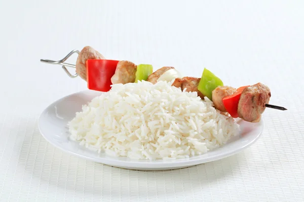 Schaschlik mit Reis — Stockfoto
