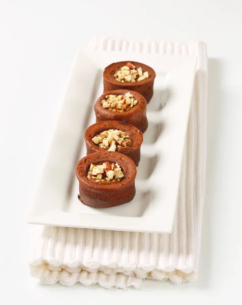 Mini chocolate hazelnut cakes — Stock Photo, Image