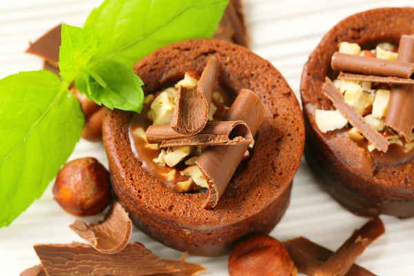 Mini chocolate hazelnut cakes — Stock Photo, Image