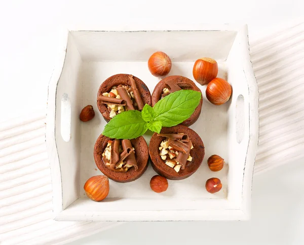 Mini chocolate hazelnut cakes — Stock Photo, Image