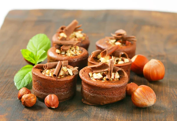 Mini Chocolade hazelnoot gebak — Stockfoto