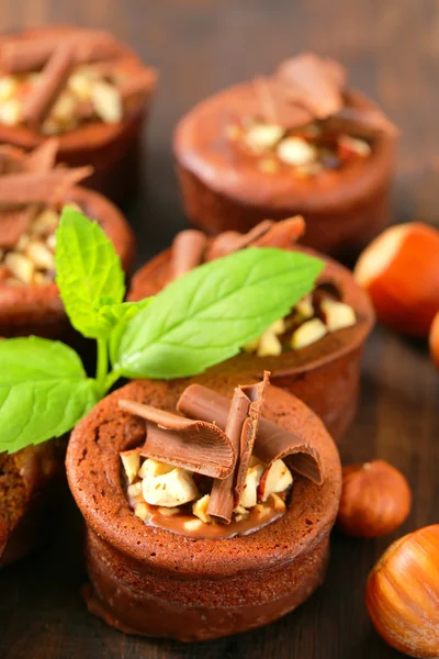 Mini chocolate hazelnut cakes — Stock Photo, Image