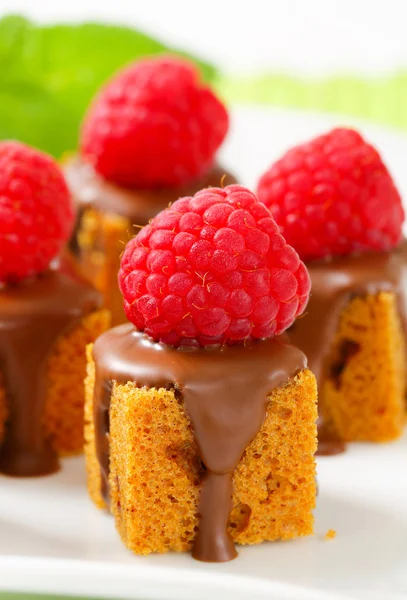 Mini gingerbread squares with melted chocolate — Stock Photo, Image