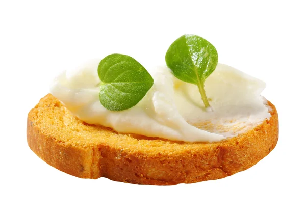 Mini toast with cream cheese — Stock Photo, Image