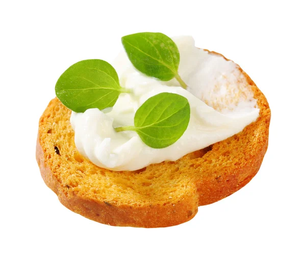 Mini toast with cream cheese — Stock Photo, Image