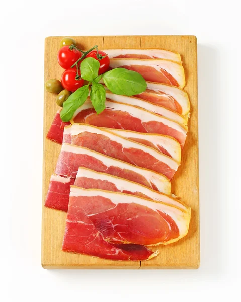 Sliced prosciutto crudo — Stock Photo, Image