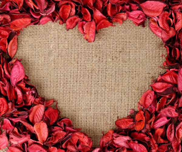 Hjärtformad ram från röda kronblad — Stockfoto