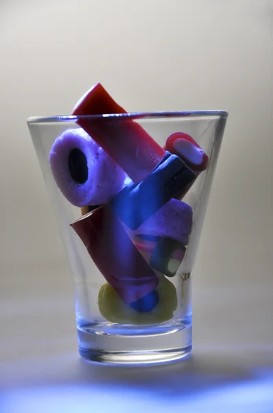 Farget godteri i et glassglass – stockfoto