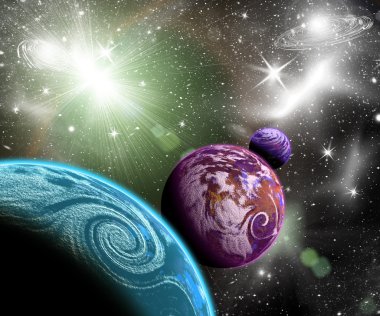 gezegenlerin uzayda galaxes