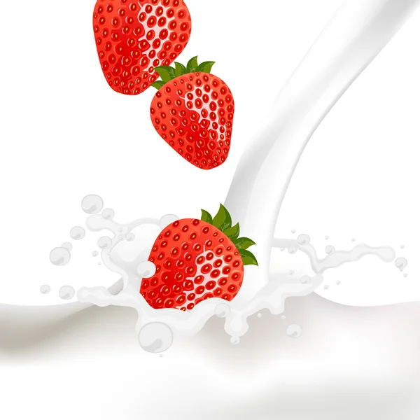 Strawberry splash — Stock Vector