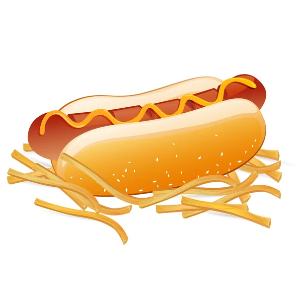 Hot Dog and French Fries — Stock Vector