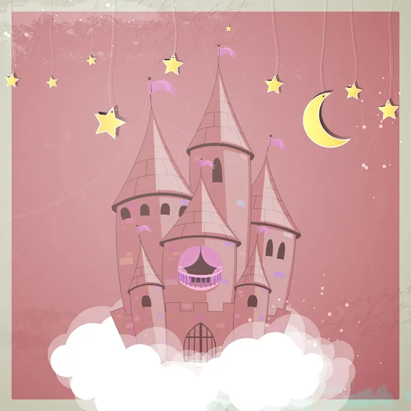 Princess castle at night — Stock Vector