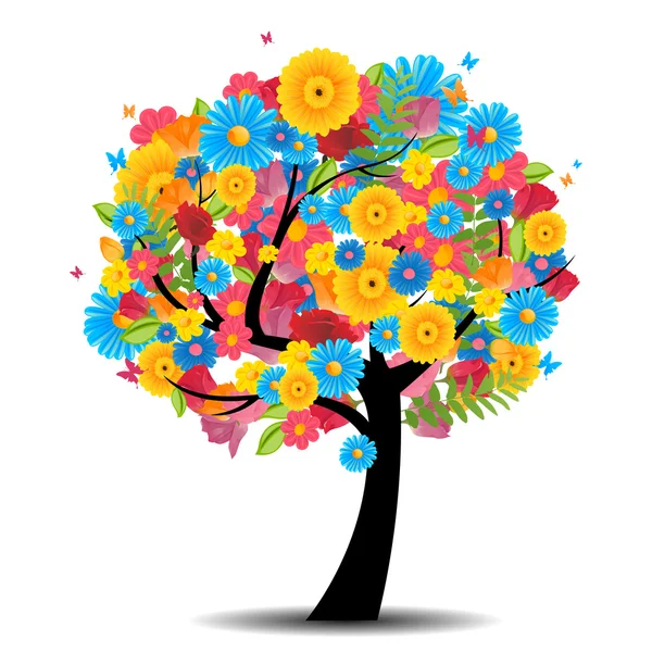 Drzewo z kwiatami — Wektor stockowy