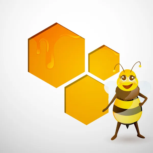 Honeycombs and the Bee — Stock Vector