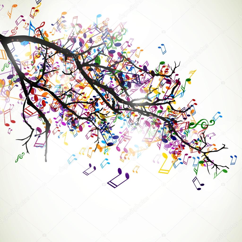 branch with colorful music notes