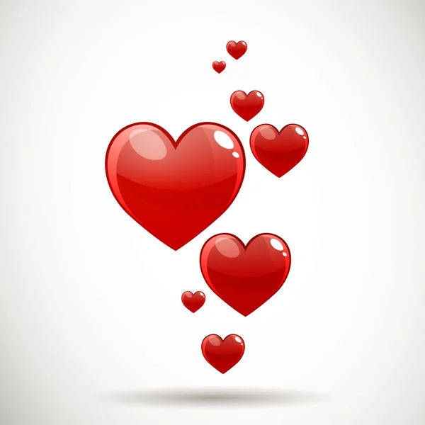 Dekorativa röda hjärtan — Stock vektor